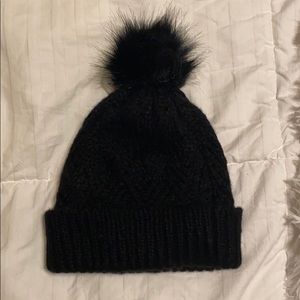 NWT Black Pom Pom Hat